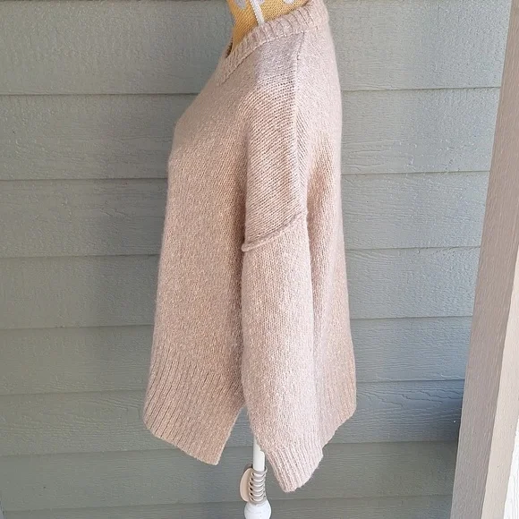 Madewell Oversized Knit Alpaca Cotton Blend Sweater Womens Size Medium Tan - Picture 5 of 10